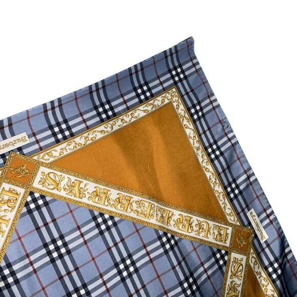 BURBERRYS PRORSUM Logo Blue x Brown Silk Scarf - Picture 12 of 16